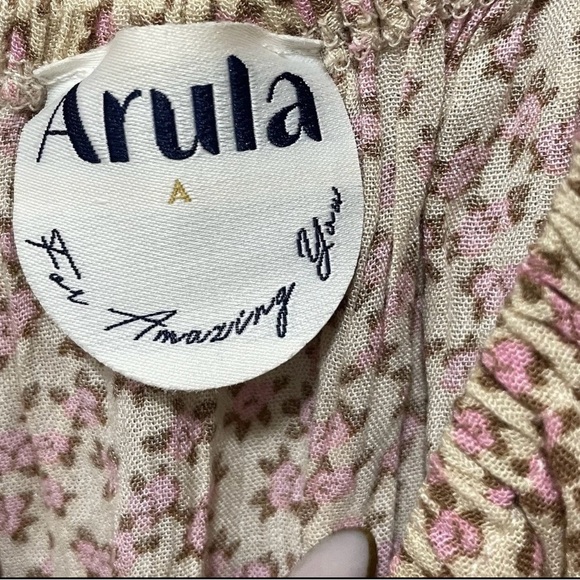 Arula Floral Maxi Dress Women’s 1X Cottage Prairie Short Sleeve Side Slit Boho - Picture 3 of 7